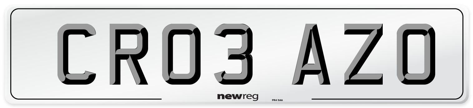 CR03 AZO Number Plate from New Reg